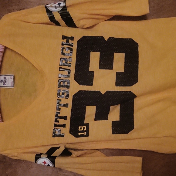 Victoria's Secret PINK Pittsburgh Steelers V Neck T-shirt XS - Picture 7 of 7